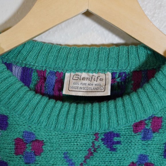 Vintage Glenfife 100% WOOL vibrant made in Scotland Sweater - Picture 2 of 4